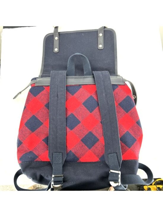 Land\'s End Wool Blend Buffalo Checked Red Bag With Backpack Straps main image 7